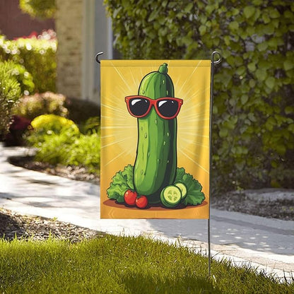 Cool Cucumber Sunglasses Garden Flag Double Sided Flags For Room Outside Yard Flag Outdoor Banner Wall Art Hanging 28"X40"