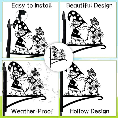 Rngmsi Gnome Plant Hangers Outdoor, Metal Wall Mounted Hanging Plant Bracket Outside, Flower Pot Bird Feeder Wind Chimes Hangers Decorations