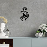 CREATCABIN Metal Bird Wall Decor Birds on The Branch Art Iron Wall Signs Hanging Metal Ornament Sculpture Leaves for Balcony Garden Home Living Room Decoration Outdoor Indoor Gifts Black 11.8x7.8Inch