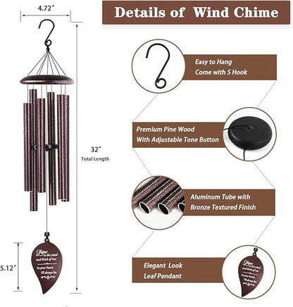 Soopau Sympathy Gift, 32'' Memorial Wind Chimes for Loss of Loved One Mother Father Miscarriage, Bereavement/Condolence/Funeral Gifts, Windchimes in Memory of a Loved One (Bronze)