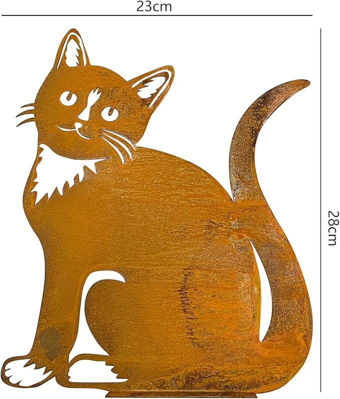 Rusty Cat, Rusty Cat Decoration, Patina Metal Cat Garden Ornaments Silhouette Simulation Cat Figurine Home Decor Rustic Outdoor Patio Yard Adornment Metal Cat Statues