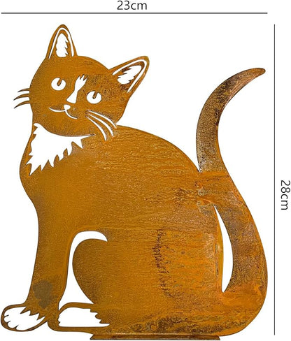 Rusty Cat, Rusty Cat Decoration, Patina Metal Cat Garden Ornaments Silhouette Simulation Cat Figurine Home Decor Rustic Outdoor Patio Yard Adornment Metal Cat Statues
