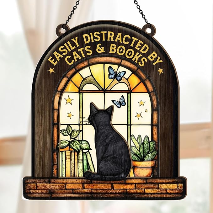 Jesuspirit - Window Hanging Suncatcher – Crystal Clear Acrylic & Wood Sun Catcher for Home Decor, for Women (Your Book Nook, 6 Inches)