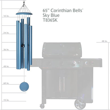 Corinthian Bells by Wind River - 65 inch Sky Blue Wind Chime for Patio, Backyard, Garden, and Outdoor décor (Aluminum Chime) Made in The USA