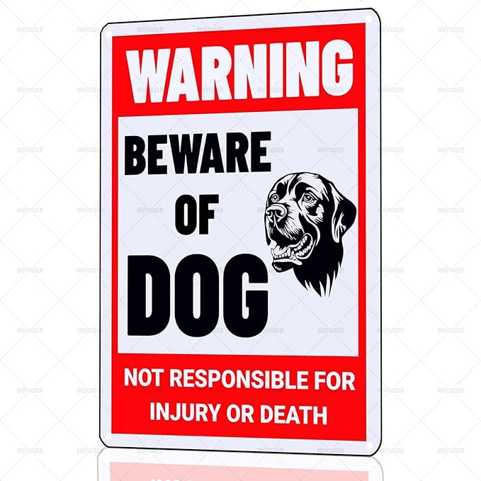 Beware of Dog Sign Labrador Metal Sign Warning Beware of Dog Signs for Fence Outdoor Farm Garden Gate Home Yard Decor 8x12 Inch
