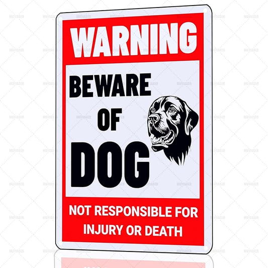 Beware of Dog Sign Labrador Metal Sign Warning Beware of Dog Signs for Fence Outdoor Farm Garden Gate Home Yard Decor 8x12 Inch