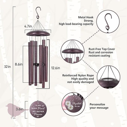 ASTARIN Deep Tone 32 inch Wind Chimes for Loss of Mom Dad Sister, Windchimes in Memory of a Loved One, Personalized Sympathy Wind Chime, Decor Yard Garden Patio, Produced in USA