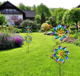 VEWOGARDEN Flower Wind Spinners Outdoor Garden Metal Stake Wind Sculptures & Spinners for Patio Yard Lawn Art Decorations, Colorful