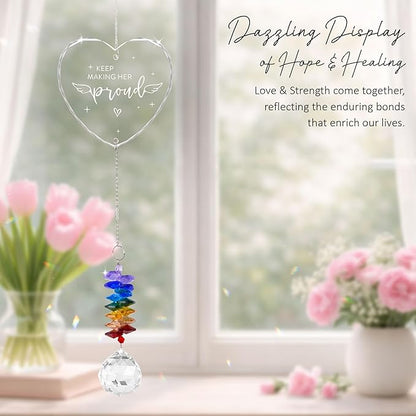 Memorial Suncatcher Sympathy Gift for Loss of Mother - Crystal Rainbow Maker - Bereavement Keepsake - Hanging Crystal Decor - Loss of Mom - Daily Remembrance