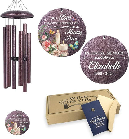 ASTARIN Personalized Memorial 32" Wind Chimes, Bereavement Gifts for Loss of Father Mother, Funeral Remembrance Sympathy Gifts for Loss of Loved One, Patio Wind Chime for Outside, Produced in USA