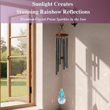 2in1 Design Luxury Wind Chimes & Suncatcher for Outside Deep Tone Wind Chime with Wooden Top Sun Catcher Prism for Window Porch Patio Decor Mother's Day wind chimes for Mom Sister Grandma Garden Gifts