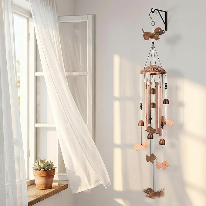 Dachshund Wind Chimes for Outside Wiener Dog Wind Chimes, Memorial Birthday Dachshund Gifts for Women Men, Metal Sausage Dog Wind Chimes for Patio Garden Outdoor Decor