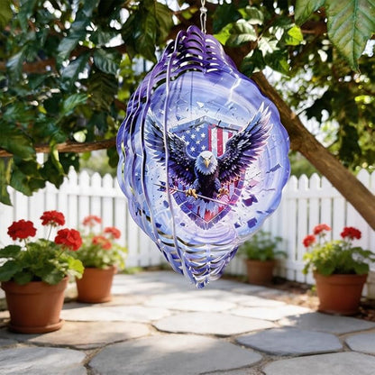 10x10 Patriotic Bald Eagle Spinning Wind Chime American Flag Lightning Wind Spinner Outdoor Garden Decor Memorial Day 4th of July Gift
