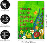 Imagine All the People Living Life in Peace Garden Flag Green 28x40 Double Sided Large Summer House Flags Flower Yard Banner