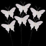 Cartanfill- Feather Fake Butterfly Balcony Decoration, Wedding Home Flower Pot Christmas Valentine's Day Fairy Garden Fairy Garden Supplies, White, 12pcs Wire