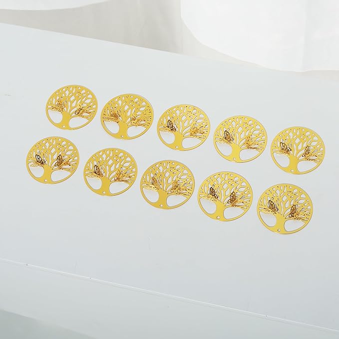 10pcs Gold Tree of Life Hanging Suncatcher Parts Window Pendant DIY Metal Ornament DIY Hand-Crafts Gifts