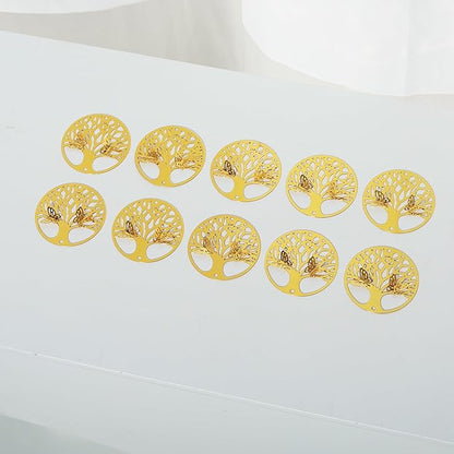 10pcs Gold Tree of Life Hanging Suncatcher Parts Window Pendant DIY Metal Ornament DIY Hand-Crafts Gifts