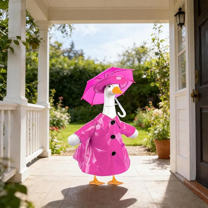 3 Pcs/Set Raincoat Porch Goose Outfits,Summer Lawn Goose Statue Raincoat Costume,Goose Clothes for Summer Outdoor Patio Yard Lawn Garden Decoration(Pink)