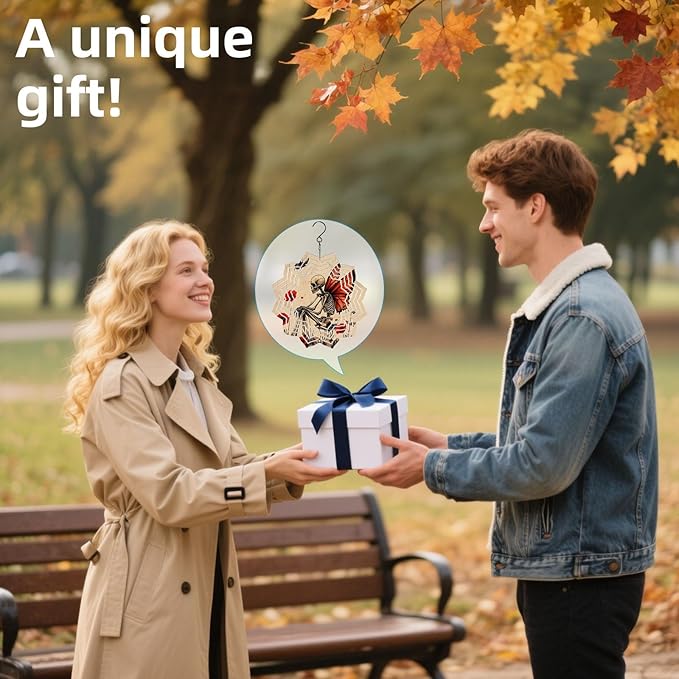 8 Inch Sublimation Wind Spinner, 3D Aluminum Metal Wind Spinner with Hook, Indoor Yard Garden Hanging Decoration, Weather Resistant Rotating Spiral Ornament, Skeleton with Butterfly Wings