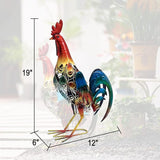 19 Inch Solar Rooster Statue, Metal Yard Art with Colorful Lights for Garden Lawn Outdoor Decoration Gifts