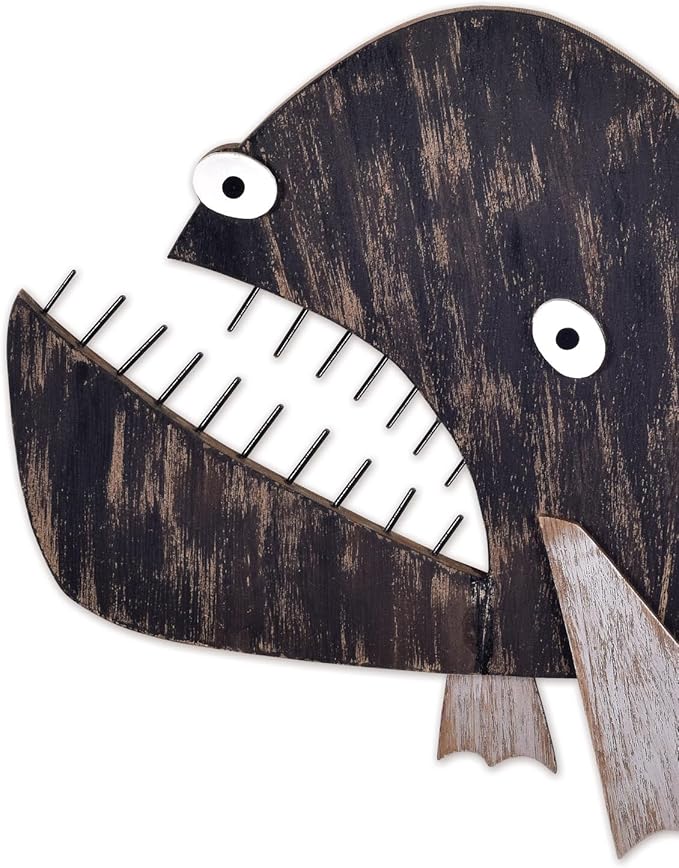 Sunset Vista Designs Coastal Collection Funky Fish Indoor/Outdoor Wooden Wall Sculpture, 16-Inch, Fierce Fish, MF329