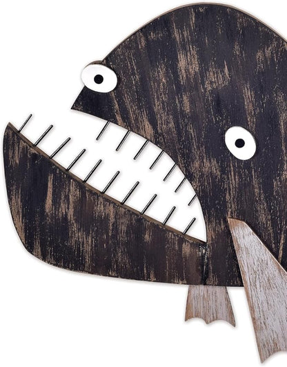 Sunset Vista Designs Coastal Collection Funky Fish Indoor/Outdoor Wooden Wall Sculpture, 16-Inch, Fierce Fish, MF329