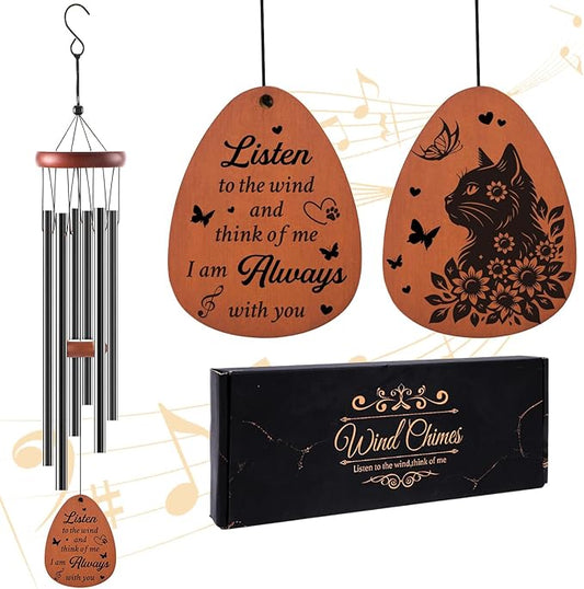 Cat Memorial Gifts for Loss of Cat - Luvsweets Pet Sympathy Gifts for Cats Lovers, Memorial Wind Chimes for Outside, Pet Passing Away Bereavement Remembrance Gift, Garden Patio Porch Yard Decor