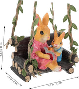 Cute Statues Creative Hanging Rabbit Statue Outdoor Garden Tree Ornament Backyard Decor