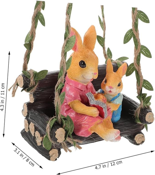 Cute Statues Creative Hanging Rabbit Statue Outdoor Garden Tree Ornament Backyard Decor