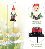 Garden Gnome Statue, Resin Miniature Gnome Set of 4PCS, Figurine with Garden Stakes for Lawn Patio Yard Outdoor Home Decor