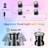 POPOSOAP RGB Underwater Pond Lights, IP68 Waterproof LED Pond Lights with Remote, Timer & Memory Function Fountain Lights for Pond Fountain Waterfall Aquarium Swimming Pool Outdoor Decoration 4-Head