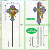 Solar Cross Garden Stakes for Graves,Lily Cemetery Decorations Yard Patio Decor,Golden Angel Wings Cross Lights Outdoor,Remembrance Gifts