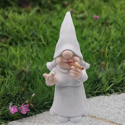 MINICAR Middle Finger Gnome Statue Lady, Funny Outdoor Garden Yard Lawn Sculpture Decoration Home Decor Naughty Gifts, 6.3 Inch Tall