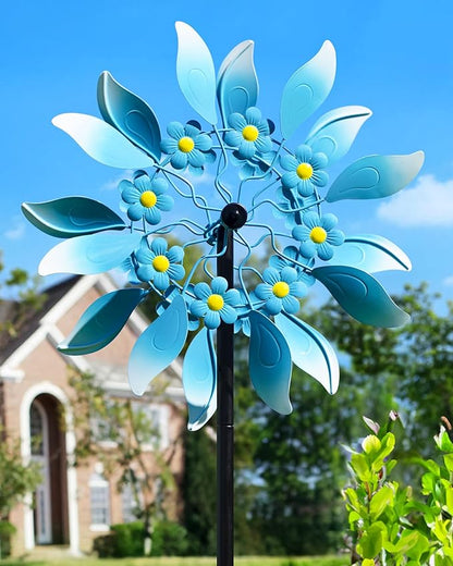 Wind Spinners Outdoor, Large Metal Garden Wind Spinners with Stake, Kinetic Windmill for Yard, Lawn, Patio, Backyard, Gift Ideas for Garden Lovers (15'' W x 71'' H)