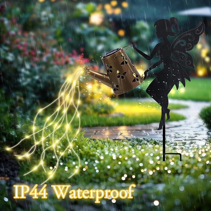 Afirst Solar Lights Outdoor Garden Decor Solar Fairy Decorative Stake Light with Watering Can Decorative Metal Outdoor Ornament for Yard Pathway Lawn Patio