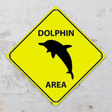 Dolphin Crossing Xing Sign Beware of Dolphin Metal Sign Ocean Animal Funny Warning Sign Crossing Zone Sign for Farm Yard Front Door Indoor Outdoor Street Sign 15x15in