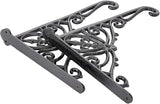 Sungmor Decorative Cast Iron Wall Bracket for Hanging Baskets – 2 Pack Heavy Duty Plant Hanger Hook for Outdoor/Indoor Use – Vintage Black Metal Hanging Bracket for Lanterns, Bird Feeders, Signs