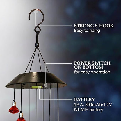 Upblend Outdoors Solar Hanging Decoration for Outside – Color Changing LED Decoration for Outdoors Waterproof, Solar Light Decoration for Outside – Diamond, Red