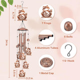 Frog Wind Chimes Outdoor Frog Gifts for Women Men Mom Gardening Birthday Gifts Metal Memorial WindChimes for Outside/Indoors, Lawn, Patio, Yard Art, Garden Decor, Yard Decorations