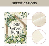 AVOIN colorlife Home Sweet Home Spring Floral Garden Flag 12x18 Inch Double Sided Outside, Eucalyptus Flowers Seasonal Welcome Yard Outdoor Flag
