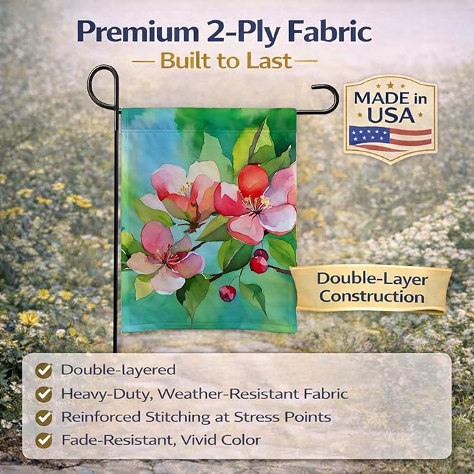 Caroline's Treasures Arkansas Apple Blossom in Watercolor Garden Flag Mailbox Flag Decorative Yard Flag Banner Outside Patio Artwork Yard Flower Beds, Garden Size, Multicolor