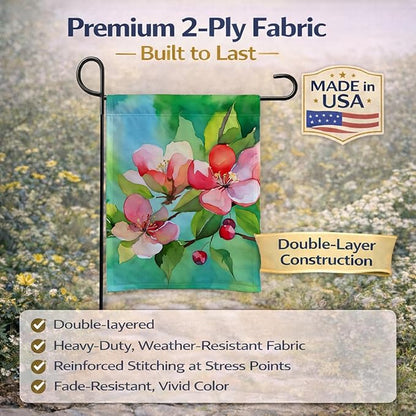 Caroline's Treasures Arkansas Apple Blossom in Watercolor Garden Flag Mailbox Flag Decorative Yard Flag Banner Outside Patio Artwork Yard Flower Beds, Garden Size, Multicolor