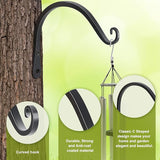 FEED GARDEN Heavy Duty Plant Hooks - 2 Pack 8 Inch Wall Mounted Hanging Brackets, 44lb Capacity Steel Plant Hangers for Bird Feeders, Baskets, Wind Chimes - Black