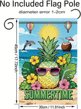 Summertime Pineapple Garden Flag Tropical Beach Sunglasses Outdoor Yard Porch Lawn Garden Decor for Summer Coastal Ocean Patio Pool Party Seasonal Home Display