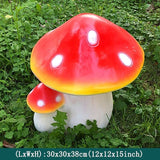 Garden Statue Animal Sculpture Outdoor Decor Gift Garden Crafts Ornaments Statues Mushroom Outdoor Decor Sculptures Patio Yard Hand-Painted Accessories Front Porch Lawn Figure(Reda,30x30x38cm)