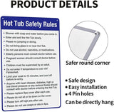 Aluminum Warning Sign, Hot Tub Safety Rules, Pool Sign, Vintage Style, Silver, 8 X 12 Inches