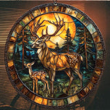 Deer Acrylic Suncatcher Stained Glass Effect Window Car Hanging Christmas Ornament Indoor Outdoor Decor Garden Sun Catcher Panel for Deer Lover for Women Mom Grandma