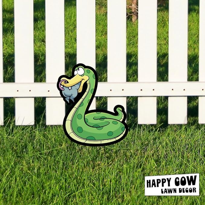 Garden Outdoor Small Metal Art 7"x 6" Weather Resistant Lawn Ornaments Sturdy Stakes Yard Sign Decoration for Patio (Hungry Snake)