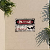 Vintage Chicken Signs for Coop Warning This Property is Protected Chickens Tin Sign Chicken Coop Sign Chicken Accessories Outdoor Chicken Decor on Coop 8X12 Inch