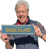 SmartSign 4 x 14 inch “I Found Hope In Rhode Island” State Vintage Metal Sign, 40 mil Rustproof Aluminum with Clear Overcoat, Retro Wall Décor, Multicolor, Made in USA